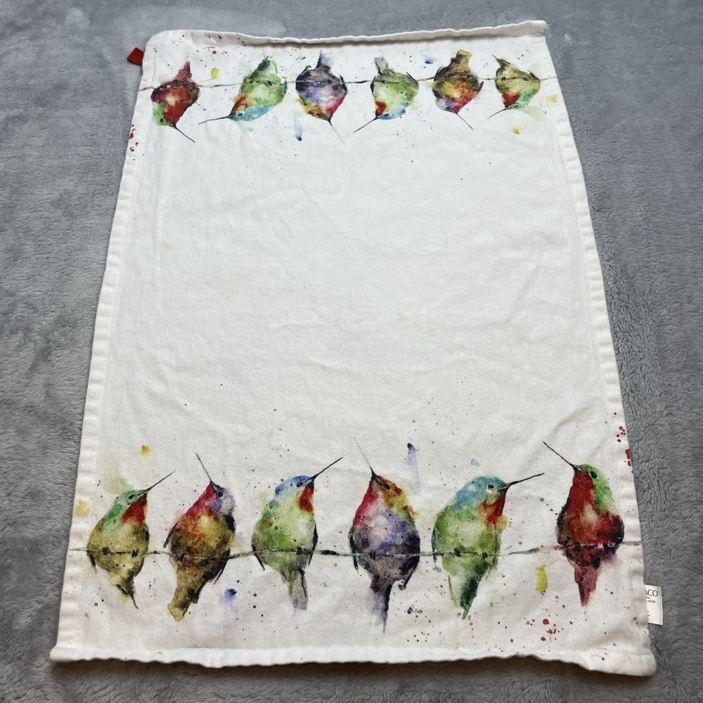 Demdaco Hummingbirds on a Wire Tea Dish Towel 17"x25" 100% Cotton Watercolor